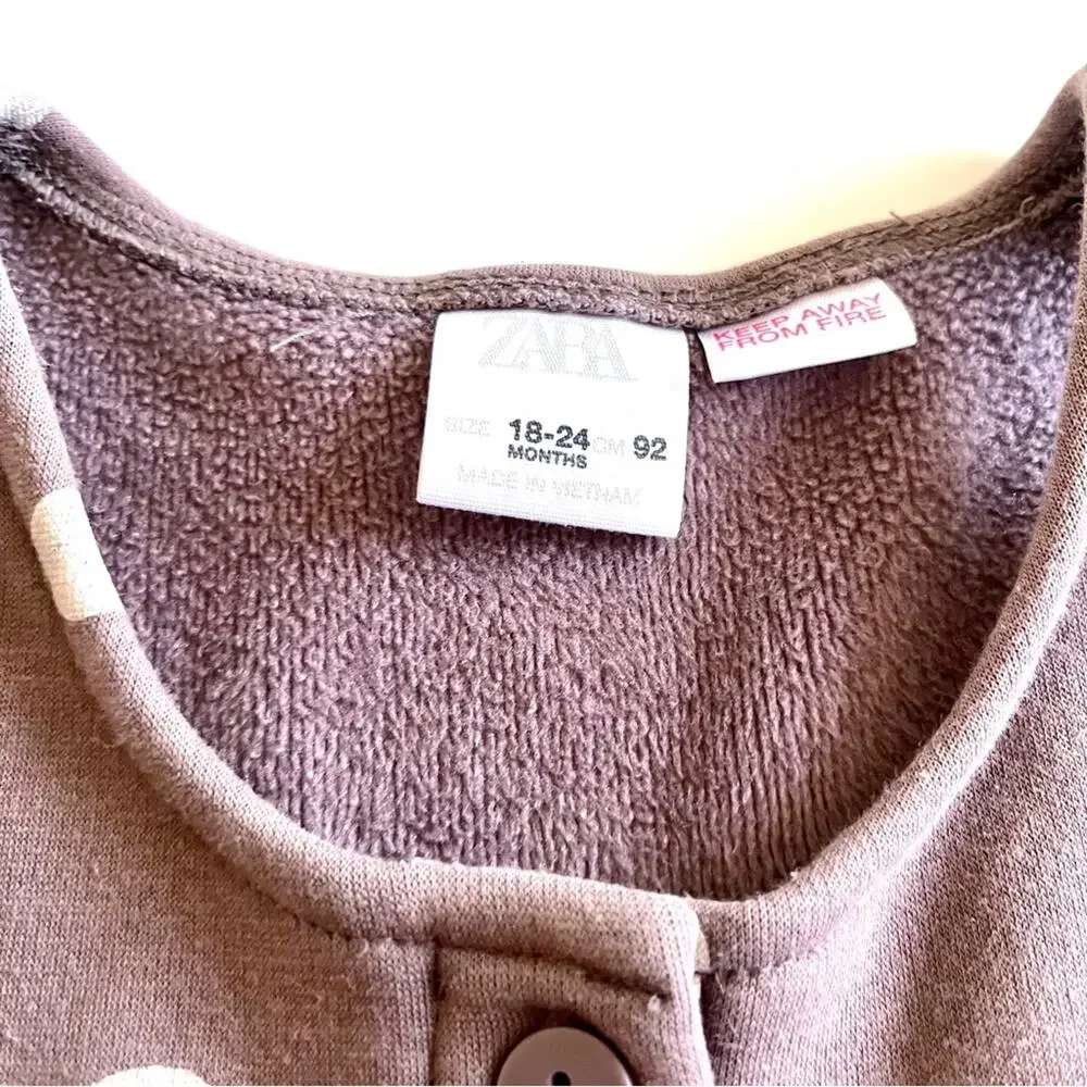 Zara girls Mocha Polka Dot Fuzzy Jumper Lined Dress
